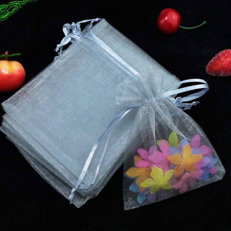 50 Teile/los Garnumwickelte Perlen Zubehör Erhalten Verpackungsbeutel Hochzeit Süßigkeiten Empfang Geschenktüten 7x9cm grau