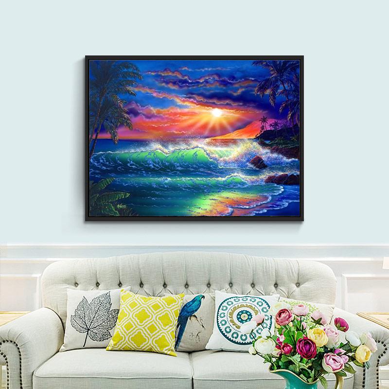 Diamantgemälde „Strand & Welle“, Kreuzstich, Volldiamant, Stickerei, Handarbeit, Diamant 20X30CM