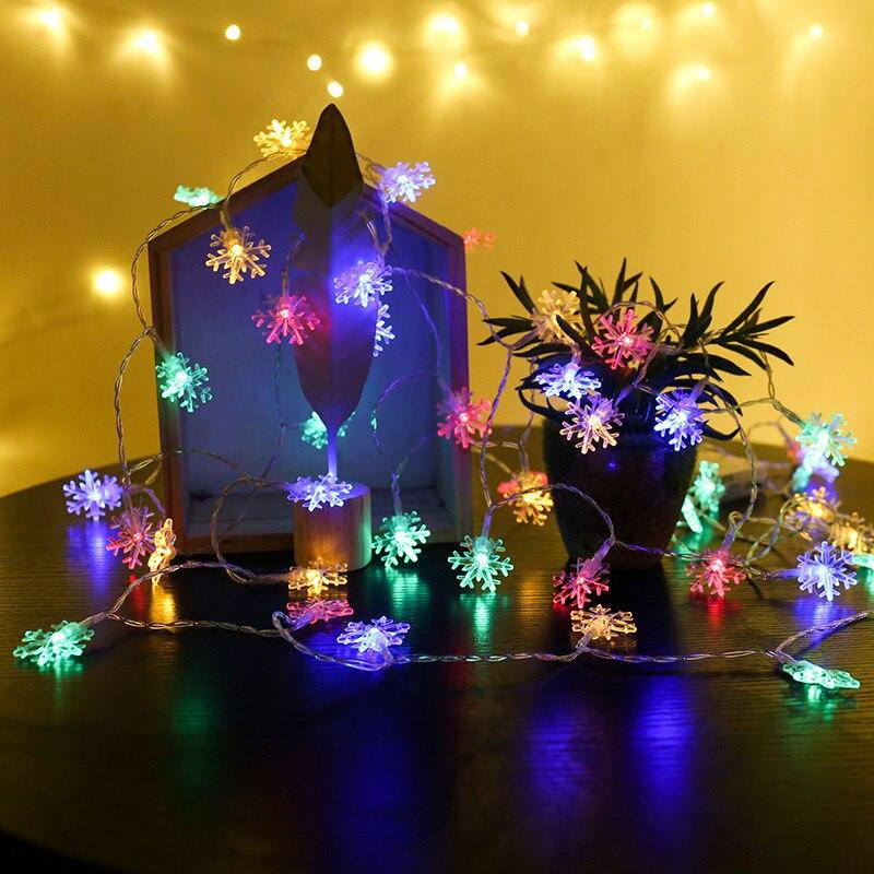 Schneeflocke LED Lichterkette Girlande Frohe Weihnachten Dekoration Hause Weihnachten Geschenke Neue Jahr Weihnachten Stern Schneeflocke Lichterkette 1.5M 10LED bunt