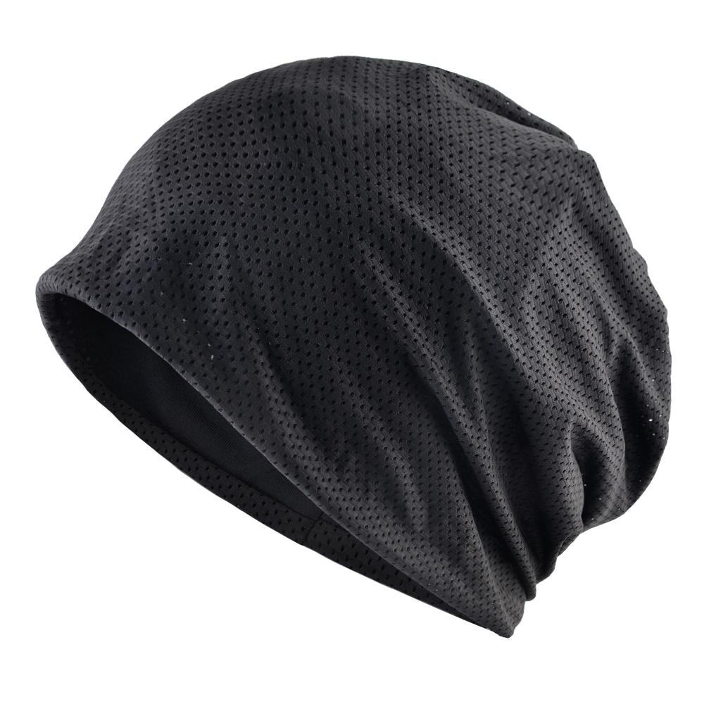 Atmungsaktive Mützen Frühling Outdoor Freizeit Beanie Mützen Damen Sommer Netz Dünne Mütze Hüte Einfarbige Mode Weiche Mütze Herren KTB 57-60cm schwarz