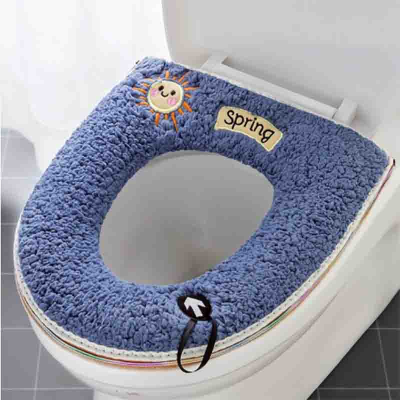 Stickerei Toilettensitz Waschmaschine Haushalt Vier Jahreszeiten Universal wasserdichte Reißverschluss Toilettensitz Waschmaschine Verdickt Winter Niedlich