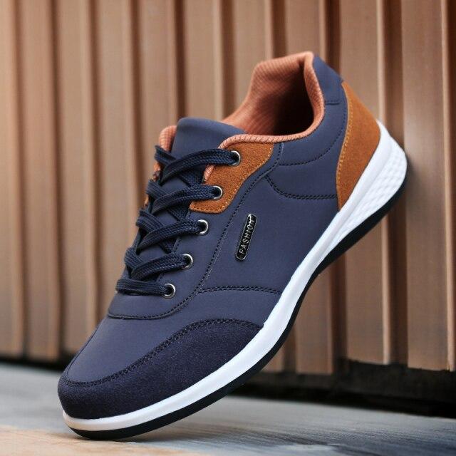 D415 Leder Herrenschuhe England Trend Freizeitschuhe Herren Sneakers Italienisch Atmungsaktiv Freizeit Herrenschuhe Chaussure Homme 9.5 blau