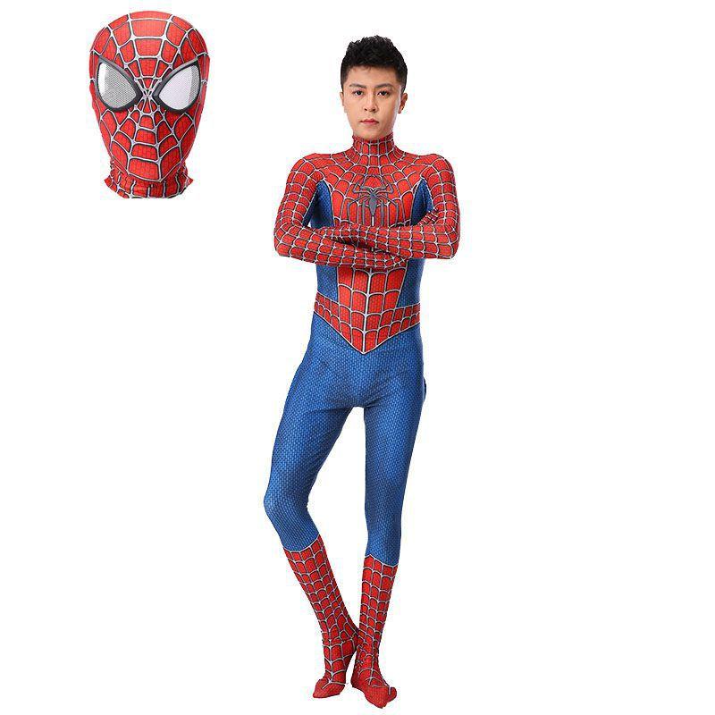 Cosplay Spiderman Raimi Erwachsener Kinder Kostüm Spiderman Halloween Jumpsuit Zentai 170 blue