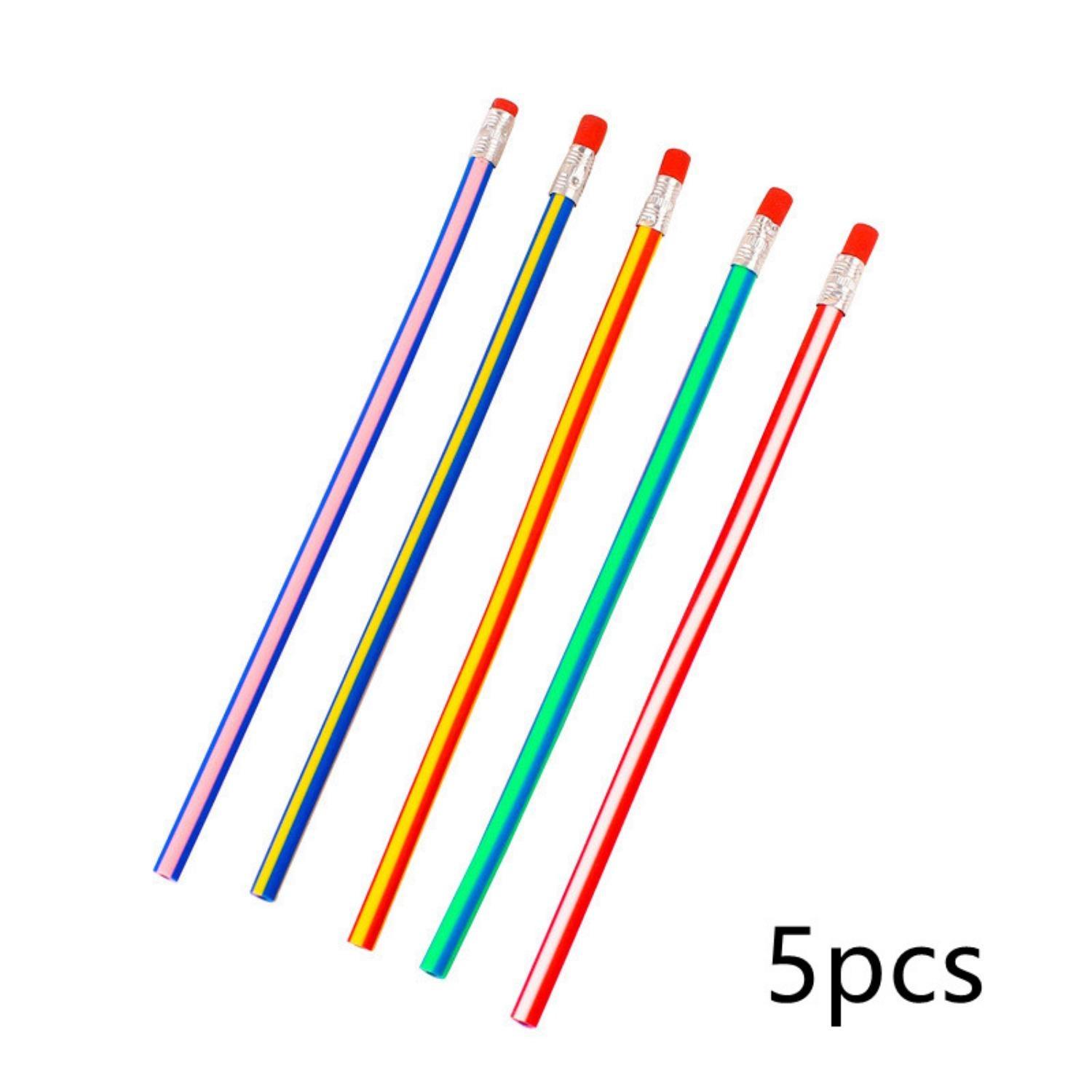 5/10 Stück weiche und biegsame Zauberstifte mit buntem Streifendesign, perfekt für Kinder und Studenten, Geschenke im Klassenzimmer und Schulanfangsbedarf 5pcs