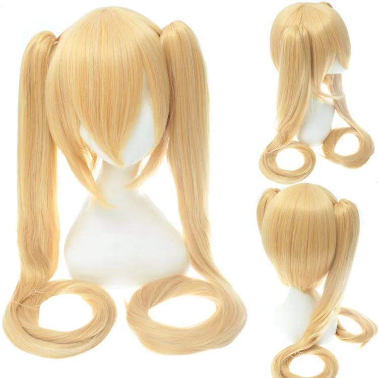 Mik U Cosplay Perücke Black Rock Shooter Senbon Zakura Perücken Lang Synthetisches Haar Clip Pferdeschwänze Perücke+ Perückenkappe as the picture-48inch