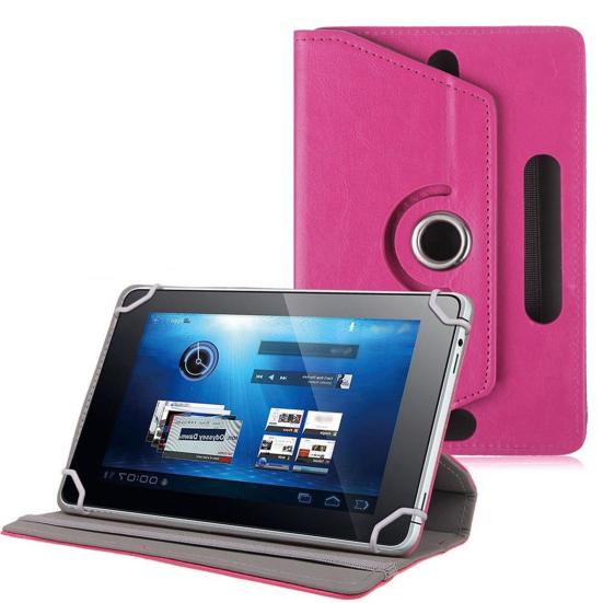 Kunstleder-Tablet-PC-Hülle, 360 Grad drehbarer Ständer, Universal-Halterung For 8 Inch Tablet Pc rose rot