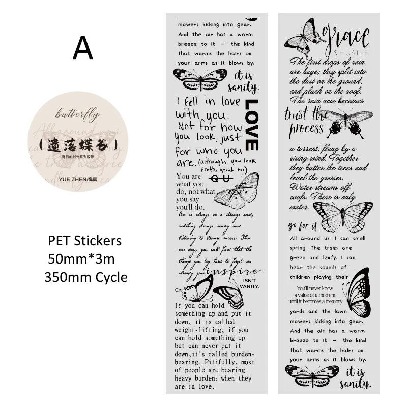 Journamm 50mm*3m Vintage Buchstaben PET Tapes DIY Scrapbooking Planer Deko Junk Journal Wasserdicht Collage Schreibwaren Tapes