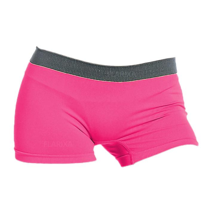 Flarixa Nahtlose Boxershorts für Damen, mittlere Taille, Boxershorts, solide Mädchen-Sport-Slips, Sicherheitshosen, Damen-BoyShorts onesize rose rot