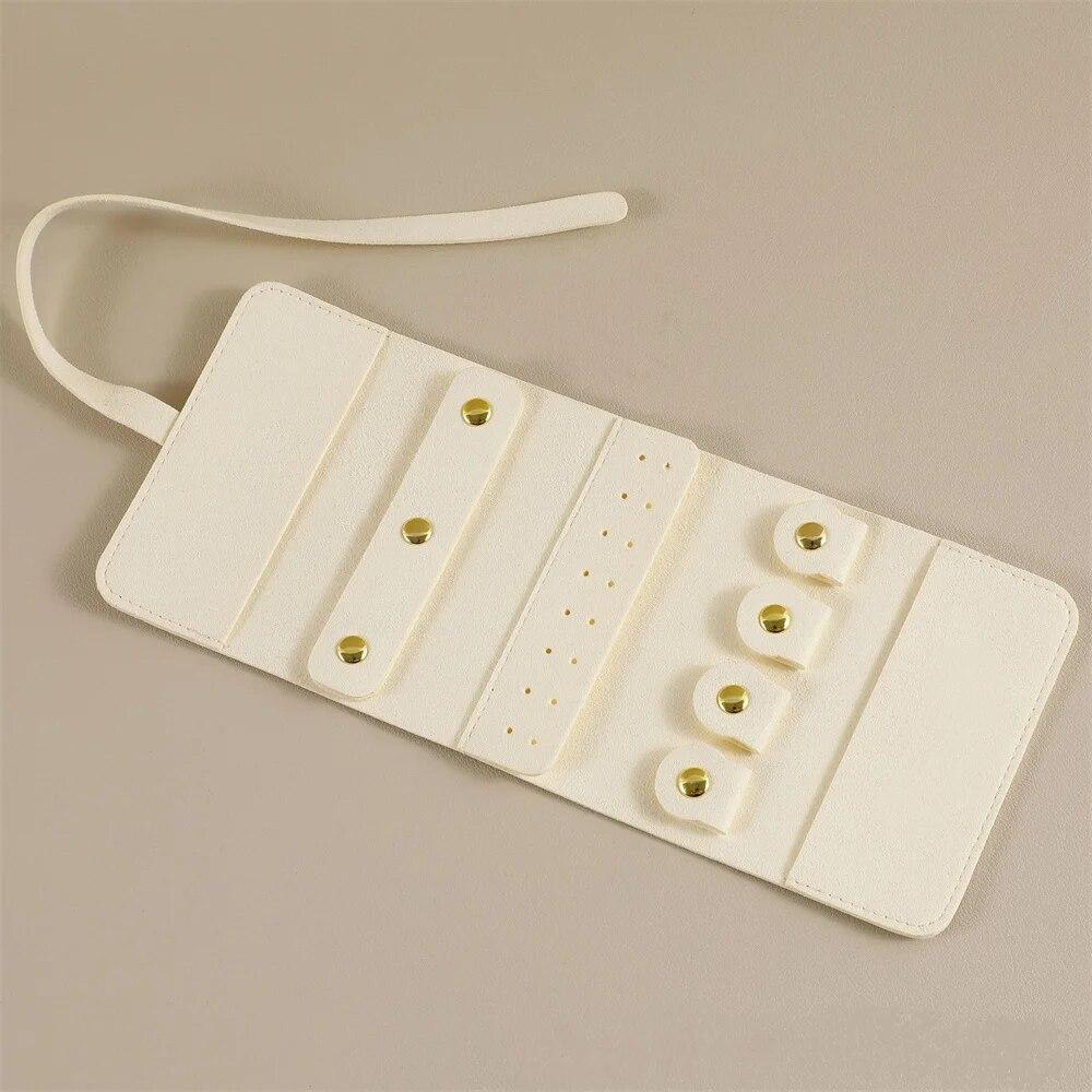 Tragbarer Schmuck-Organizer auf Rolle, faltbarer Schmuckkoffer für Armbänder, Ringe, Halsketten, Ohrringe, Schmuck-Aufbewahrungstasche, Reisetaschen weiß
