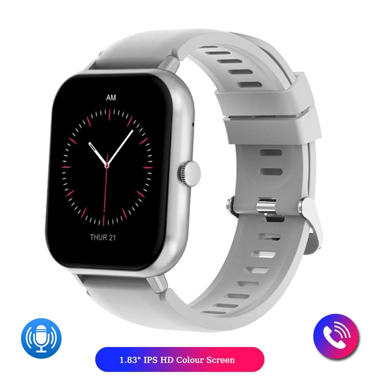 2025 Neue Bluetooth-Anruf-Smartwatch für Männer, über 100 Sportmodi, 1,83-Zoll-Bildschirm, wasserdichte Smartwatch für Frauen für Android IOS Silica gel silber