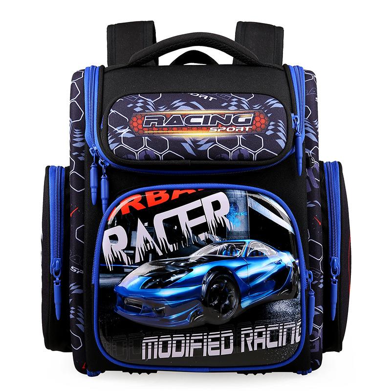 Schulrucksack für Kinder Klassen 2-3, PC-Hartschalen-Weltraumrucksack, Leichter ergonomischer Schüler-Ranzen, Wasserabweisend, für Jungen Mädchen Blue sports car