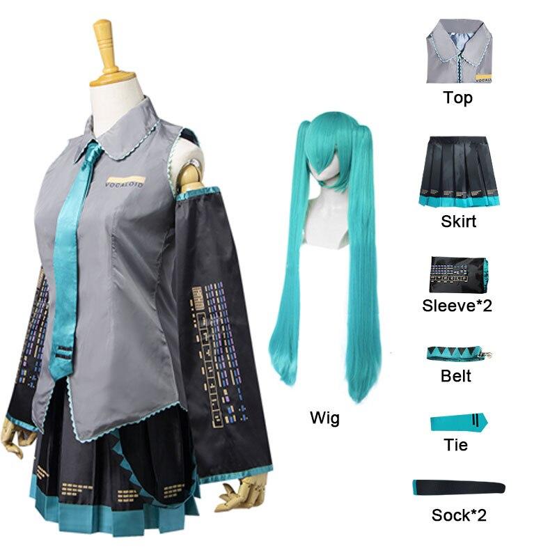 Anime Vocaloid Miku Cosplay Kostüm Perücke Kleid Kawaii Cosplay Outfits Halloween Karneval Party Kostüme XS