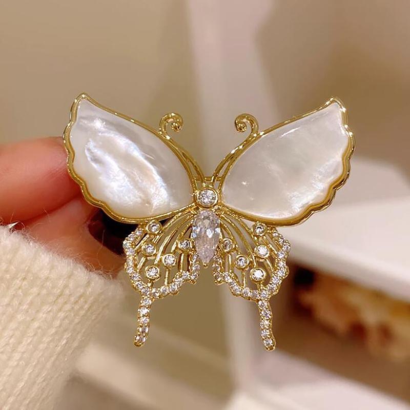 Original Super Schöne Französisch Retro Elegante Schmetterling Brosche Corsage Elegante Pin Schöne Alle Dekorative Frauen weiß