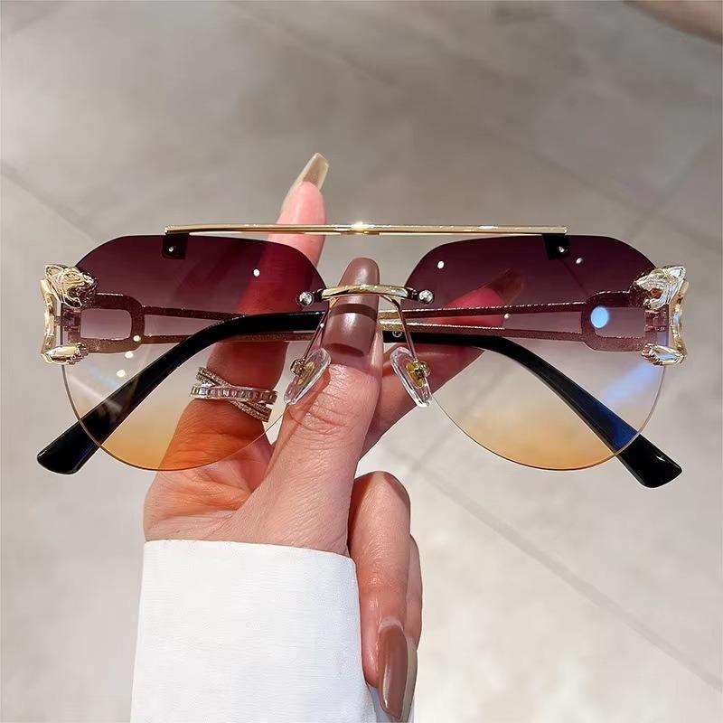 Vintage Randlose Sonnenbrille Männer Frauen Trendy Pilot Gradient Shades Sonnenbrille Mode Neue Doppel Brücke UV400 Brillen