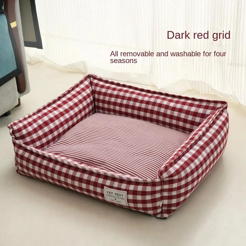 Premium Bett Haustierbedarf Nest Katzenbett Winter Warm Hundehütte Rutschfest Kleine Mittlere Hundebox Schlaf Entfernt Gewaschen Haus Weich L 60-50CM rot