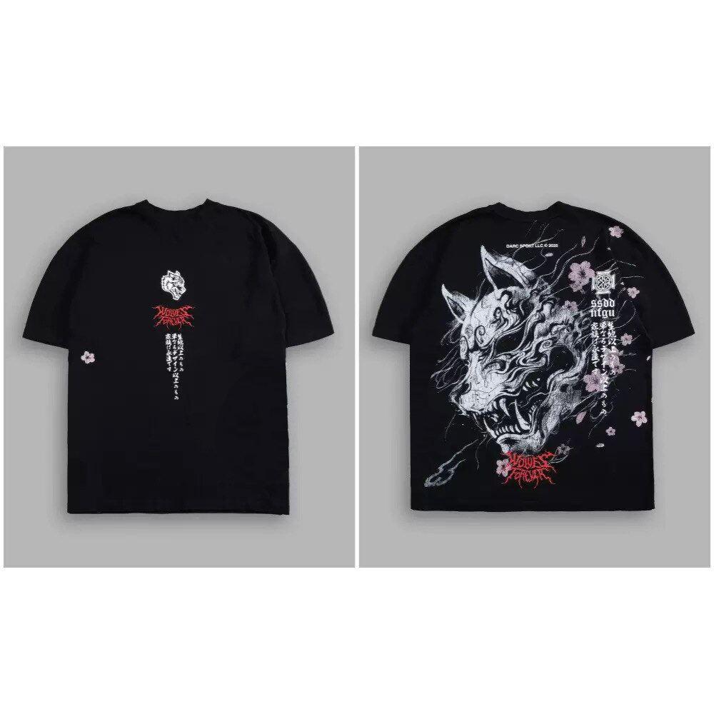 Neues DARCSPORT Wolfskopf Bushido Kurzarm Herren und Damen Oversized Yk2 Amerikanischer Sport und Freizeit Locker Bedrucktes Baumwoll-T-Shirt L violett