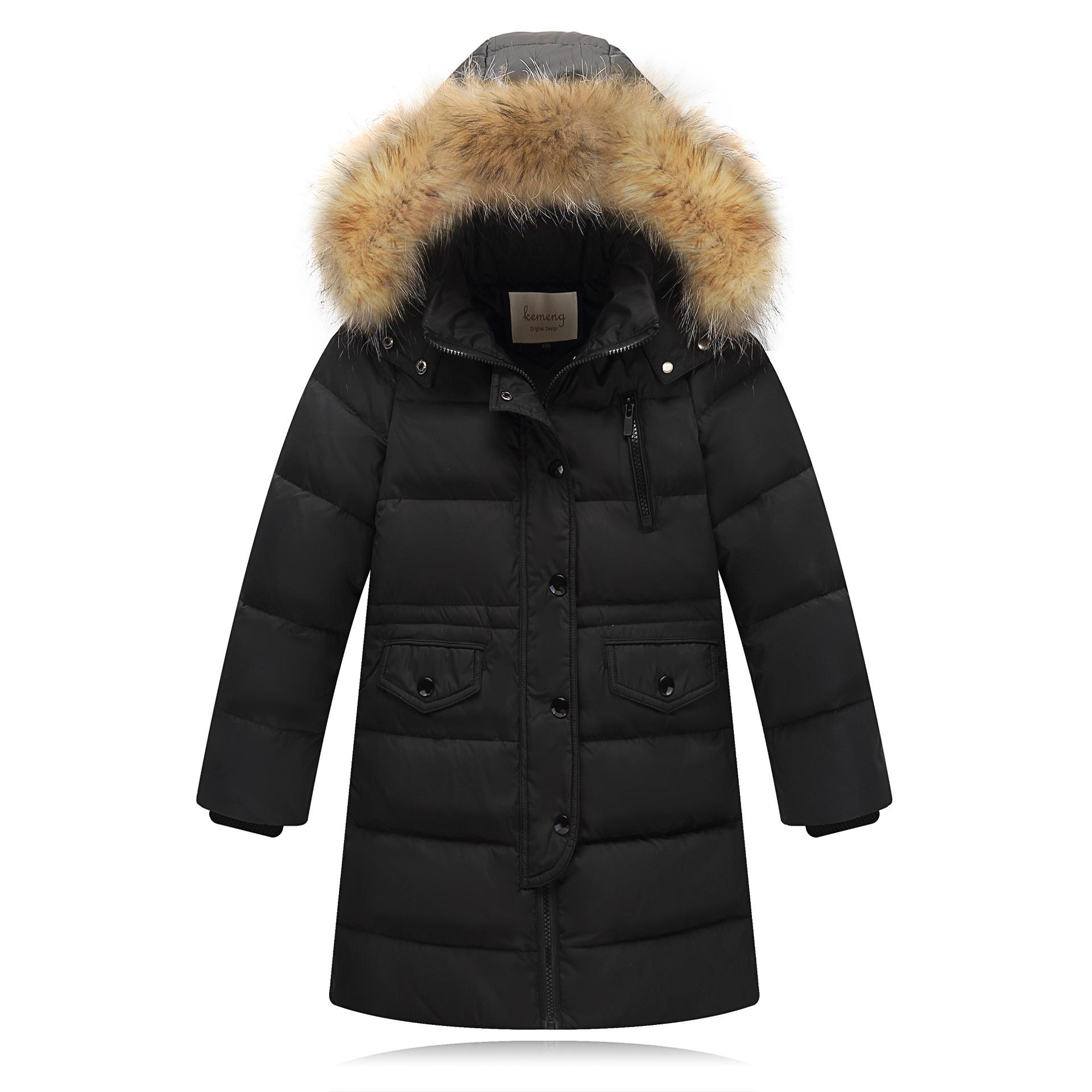 Kinderkleidung Kinder Daunenjacken Jungen Mittellange Mädchen Dicke Mäntel 140 black