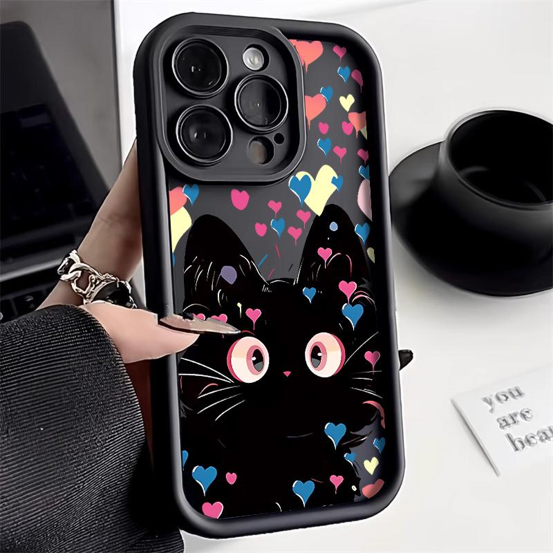 Bonbonfarben Niedliche Katze Handyhülle Für iPhone 11 Hülle iPhone 13 15 12 14 16 Pro Max XR XS X 7 8 Plus SE Matt Stoßfeste Hülle For iPhone 16Pro Max