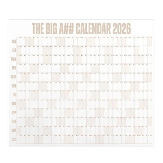 Großer trocken abwischbarer Wandkalender Jan. 2026 - Dez. 2026 Ganzjahres-12-Monats-Jahresplaner Riesen Extra Groß Whiteboard-Zeitplan khaki