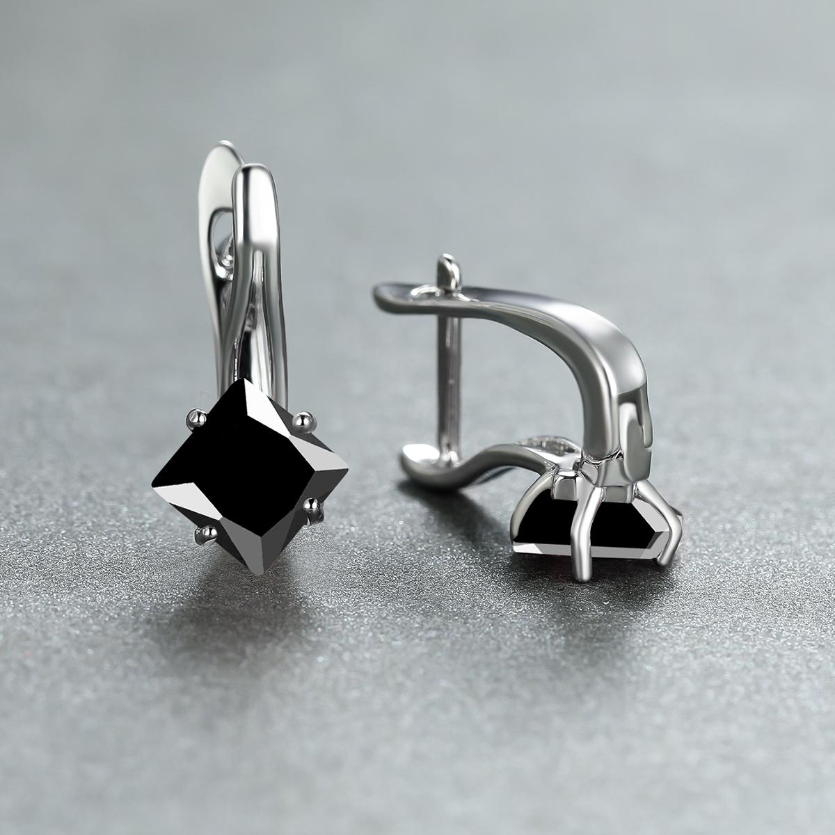 Exquisite Ohrringe, Modeschmuck, Goldfarbe, Diamantschliff, Aquablauer Stein, Geburtsstein, Braut, Prinzessin, Verlobungsohrringe silber/schwarz