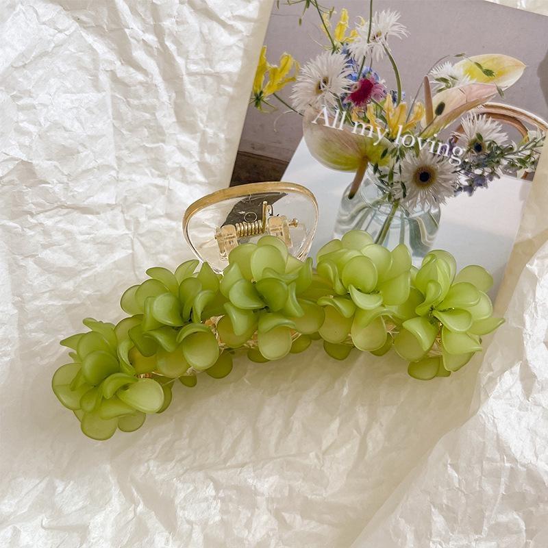 Mode Elegante Blume Haar Klaue Clips Harz Haarnadeln Haar Clip Acryl Hairgrip für Frauen Haar Zubehör 11cm grün
