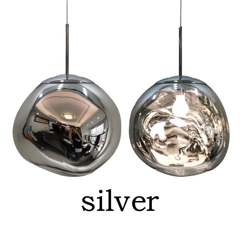 Lava Pendelleuchten für Wohnzimmer Schlafzimmer Loft LED Anhänger Deckenleuchte Glanz Home Decor Hängelampe Kronleuchter Diameter 20cm silber