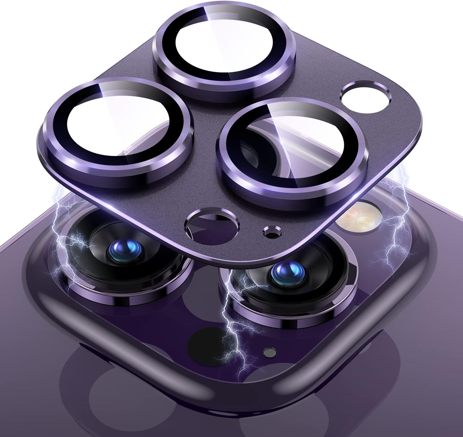 Natürlicher Kameraobjektivschutz aus titangrauem Metall für das iPhone 16 15 Pro Max 14 Plus 13 Mini 12 11 14Pro 15Pro 13Pro 12Pro Glasschutzzubehör For iPhone 13 Mini violett