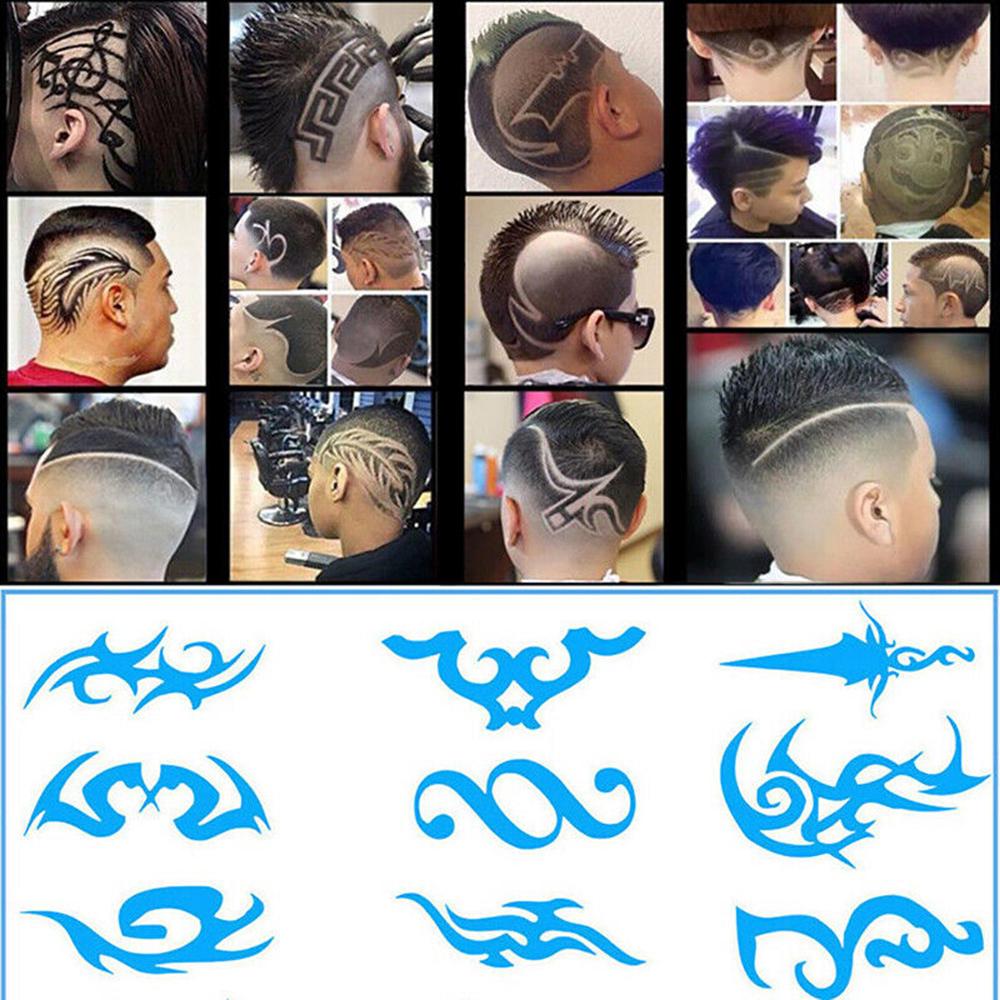 28 Stück Haarschnitt-Vorlage, Haar-Tattoo-Vorlage, Form, Trimmer, Salon, Friseur, Friseur schwarz
