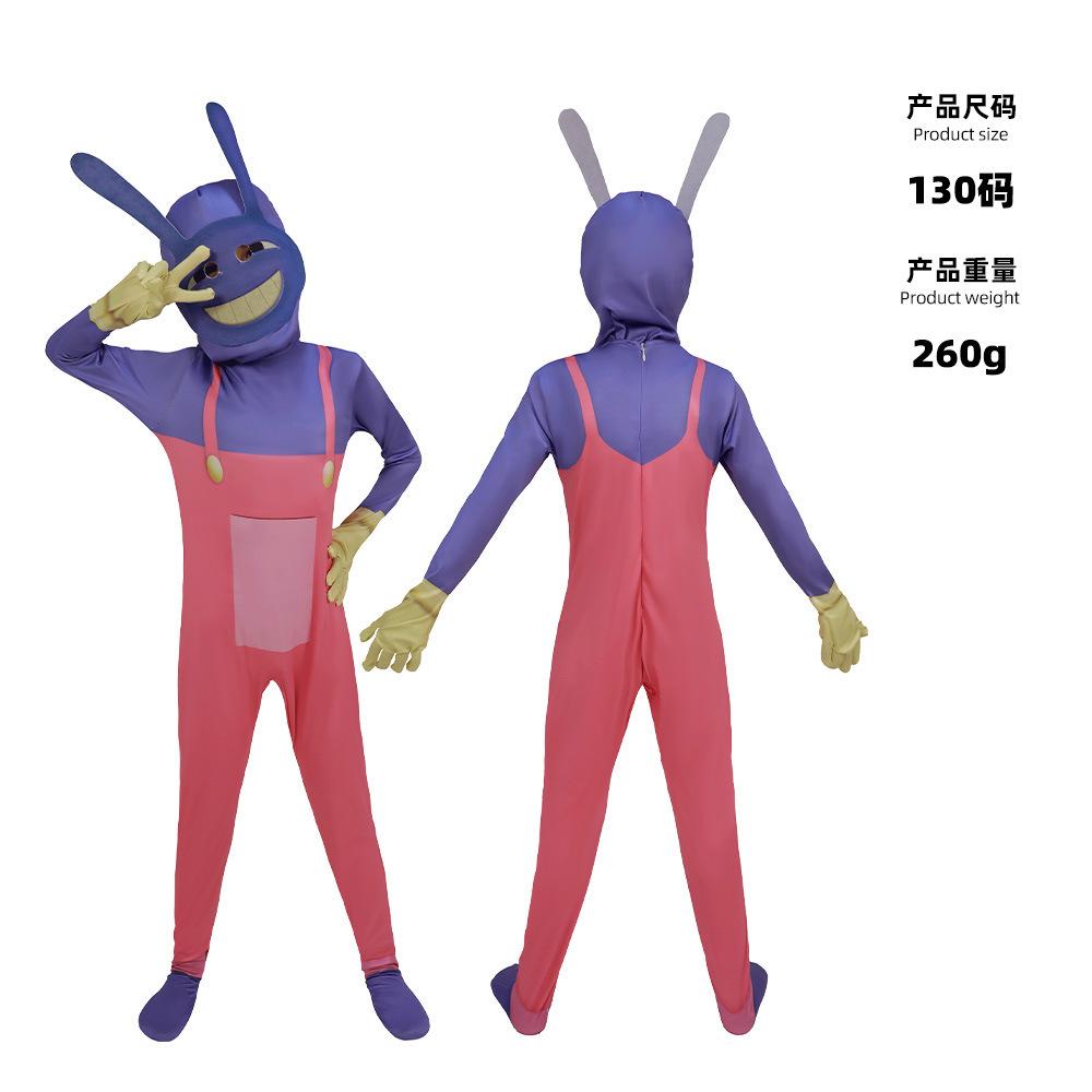 Das Erstaunliche Digitale Freak Zirkus Pomni Cosplay Kostüm Kinder Erwachsene Caine Kinger Overall Eng Anliegendes Outfit Halloween Kostüme 140-150cm blue
