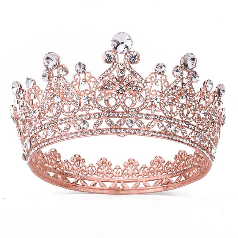 Barocke Brautkrone Palast Feng Shui Diamant Runde Krone Königin Schönheitswettbewerb Laufsteg Hochzeitskleid Tiara gray