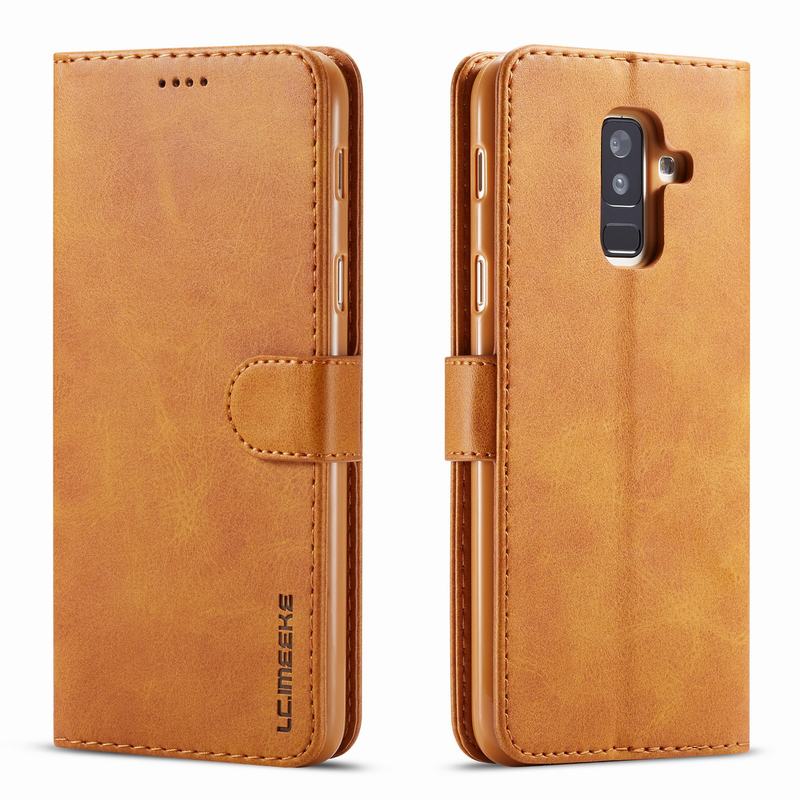 Für Samsung Galaxy A6 + 2018 Hülle Flip Leder Luxus Cover Samsung Galaxy J6 A6 Plus 2018 Hülle Vintage Wallet Book Design A600F J6 Plus 2018 gelb
