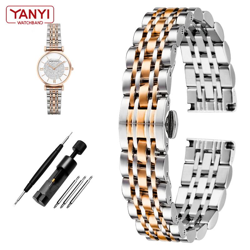 Edelstahlarmband für Armani AR1908 AR1909 AR1926 AR1925 AR11244 Uhrenarmband 14mm Damen Damen Metall Armbanduhren Band 14mm