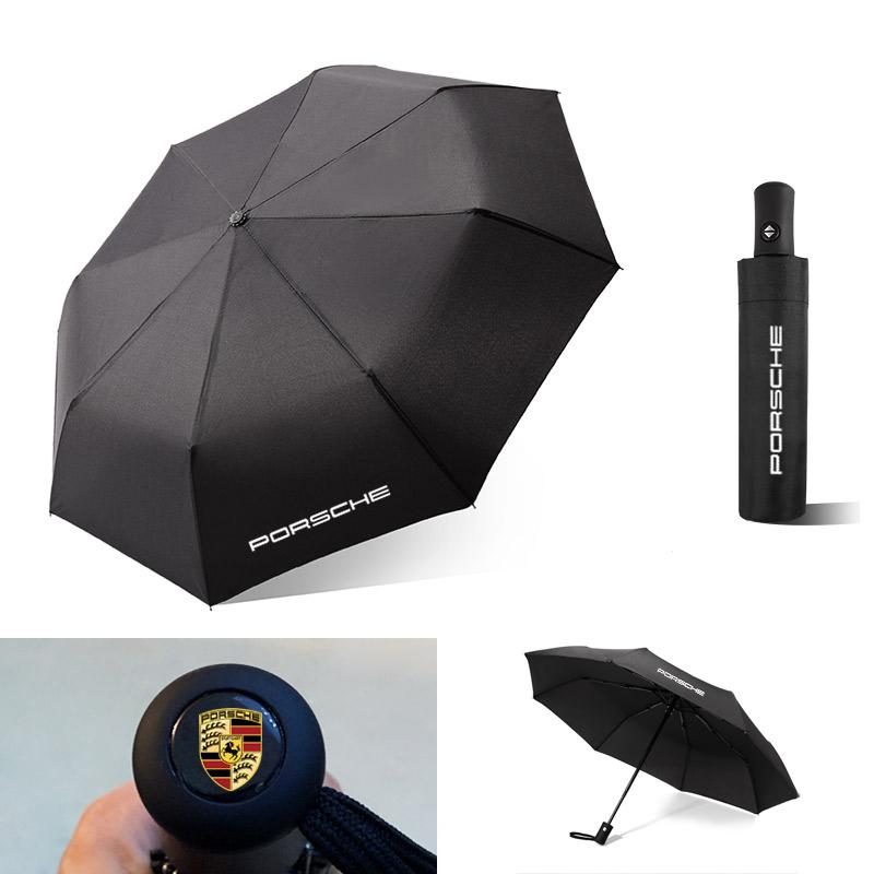 Für Porsche Faltbarer Regenschirm, Wasserdichter und Winddichter Regenschirm, Anti-UV-Schirm für Sonnig Oder Regnerisch, Einfacher Uni-Schirm