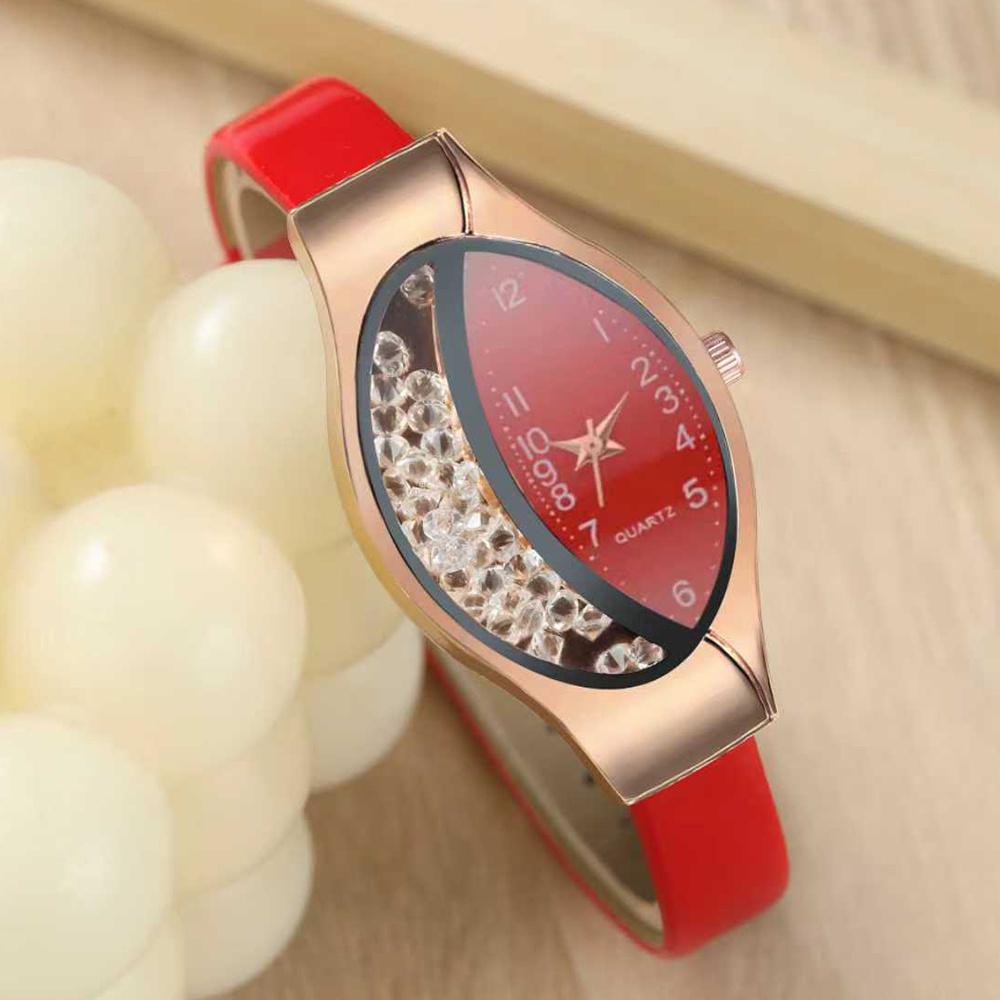 Elegante Quarz-Armbanduhr mit PU-Lederarmband & Legierungszifferblatt - Stoßfeste Armbanduhr, Analoganzeige, Elegante Casual/Dresswatch für den täglichen Gebrauch rot