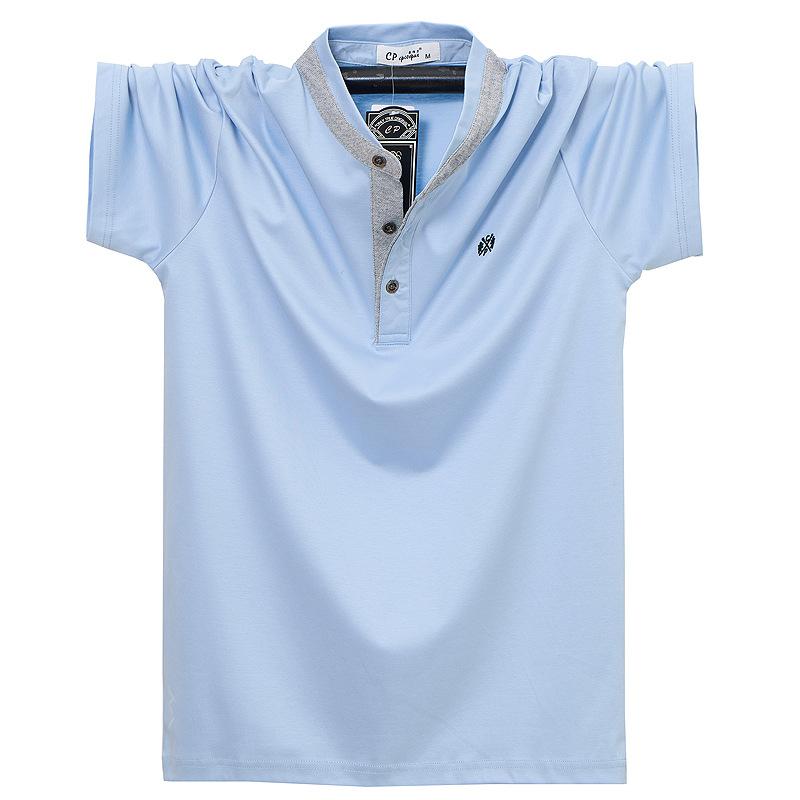 Kurzärmelige Henley-Shirts für Herren, Sommer-T-Shirts mit Knopfleiste, lässiges Basic-T-Shirt, einfarbige T-Shirts, weiche und bequeme Oberteile, klassische Passform, T-Shirt für Männer XL hellblaue