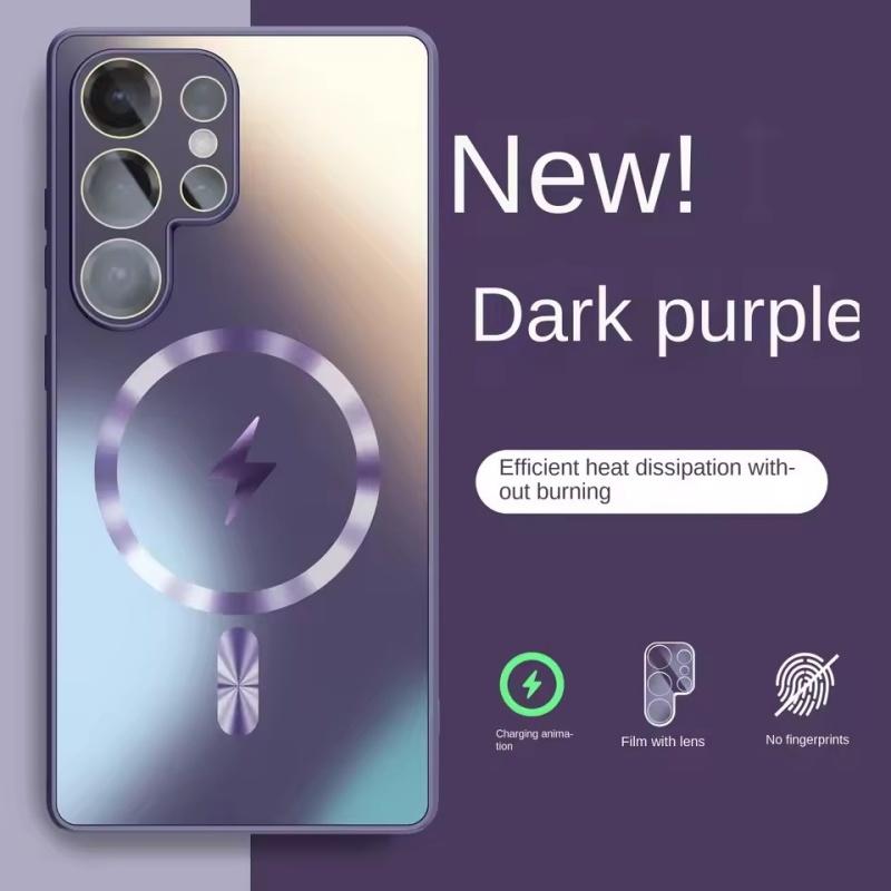 Ultradünne AG Matte Magnetische Für Magsafe Hülle Für Samsung Galaxy S26 S25 S24 S23 Ultra Plus Glas Linsen Schutz Stoßfeste Hülle Samsung S23 Ultra violett