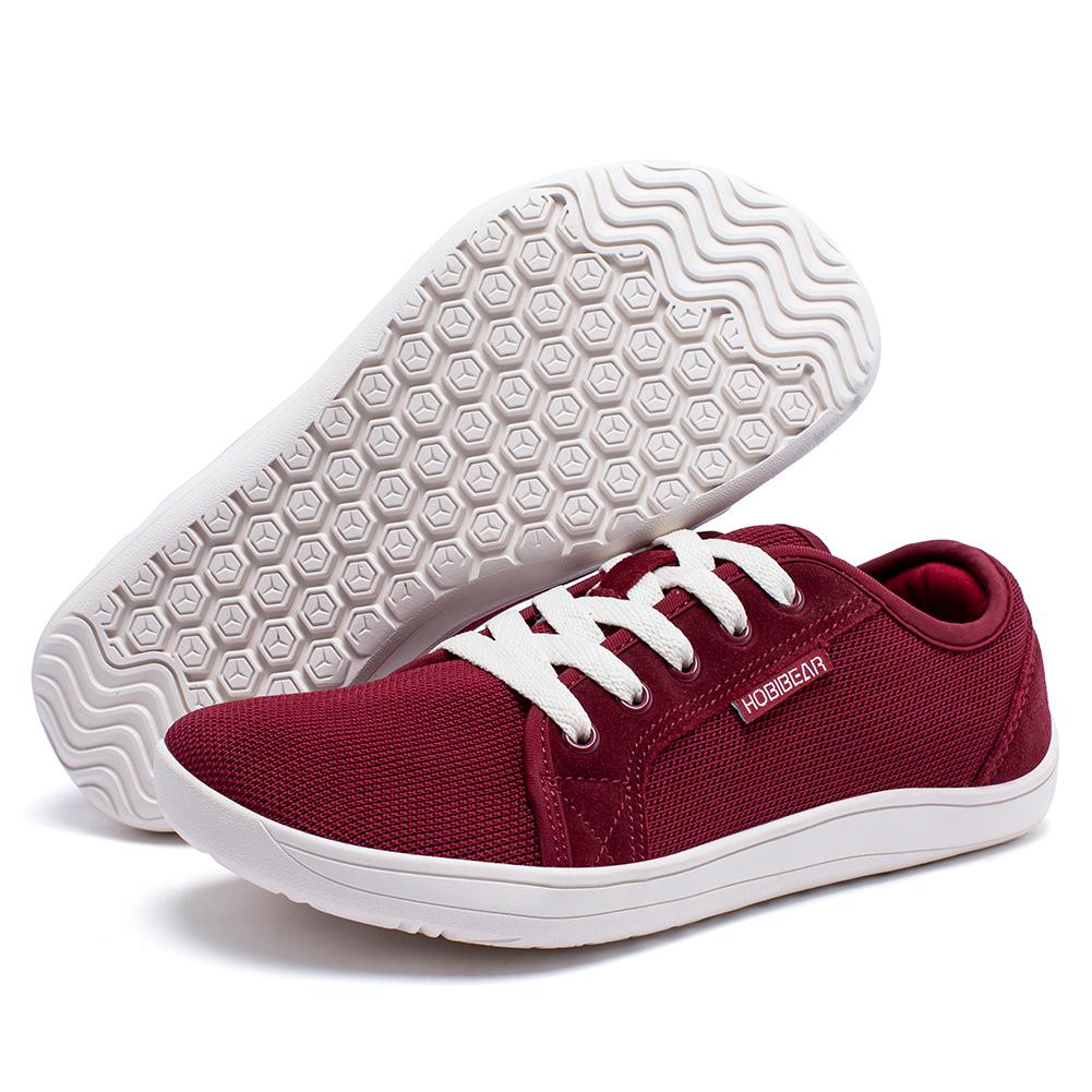 Hobibear Weite Barfußschuhe Für Unisex Outdoor Laufen Zero Drop Freizeitsneaker Minimalistische Schuhe 43 bordeaux