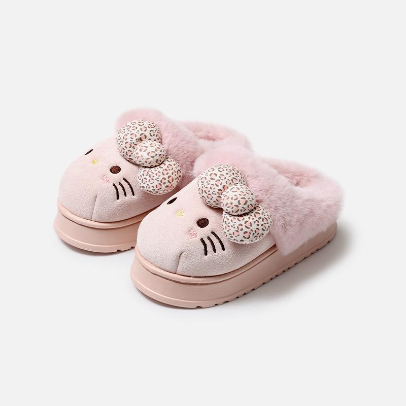 Winter Kätzchen Hausschuhe für Damen Plüsch Kawaii Niedlich Sanrio Zuhause Warm Baumwollhausschuhe Cartoon Zuhause Indoor Schuhe Geschenke 40-41 rosa