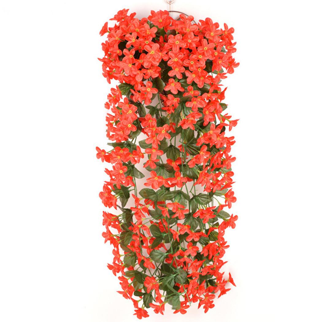 Künstliche Glyzinien, künstliche Blumen, Rebe für Hängekorb, Hochzeit, Outdoor-Dekoration rot