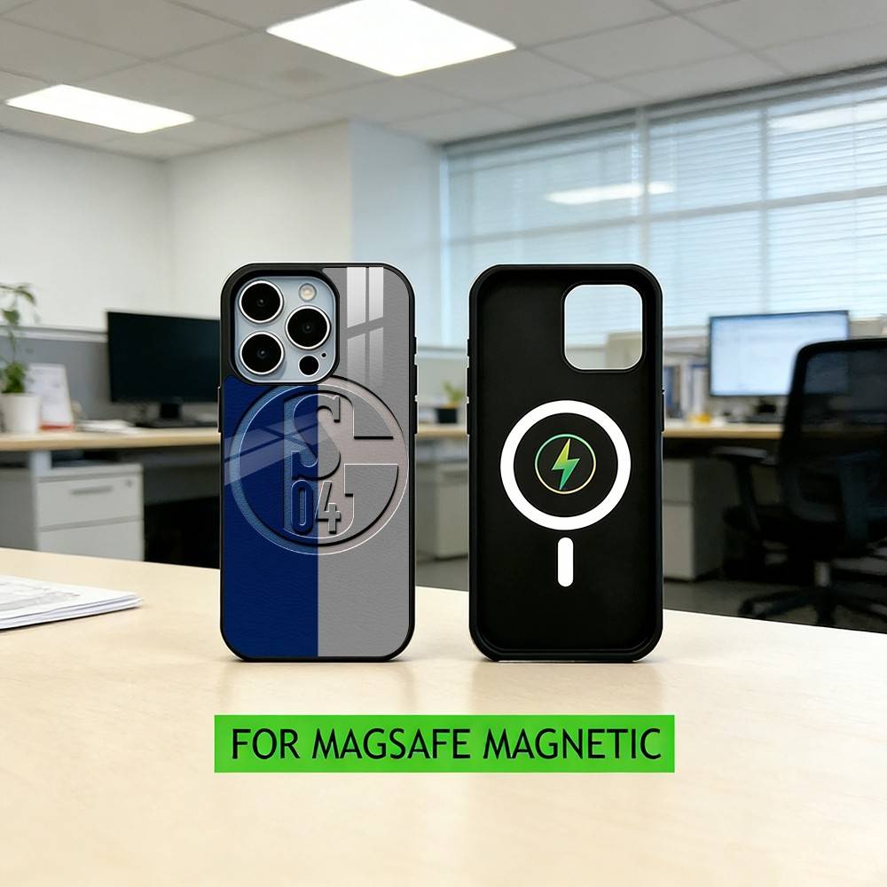 S-Schalke 04-PC Handyhülle Für iPhone17,16,15,14,13,12,11 Plus,Pro Magnetisch Für Magsafe Kabelloses Laden iPhone15Plus