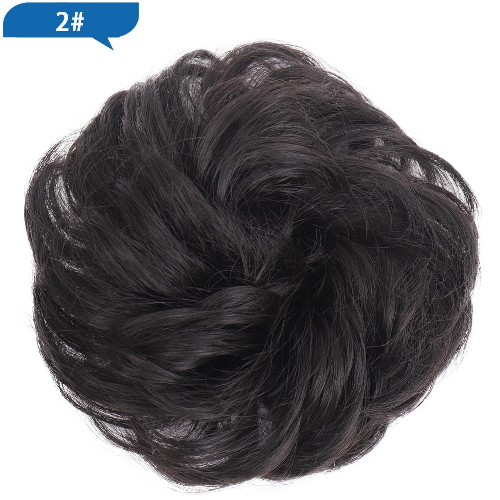 Haarknoten, Haarteil, dunkelbraun, Messy Bun, Haarverlängerung, für Damen, gewellt, lockig, Hochsteckfrisur, Haargummi, elastisch