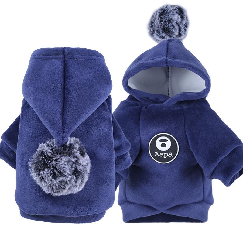 Weiche Fleece Hund Pullover Mantel Winter Warme Haustier Kleidung Für Hunde Katzen Hoodies Jacke Welpen Sweatshirt Hunde Kleidung M navy blau