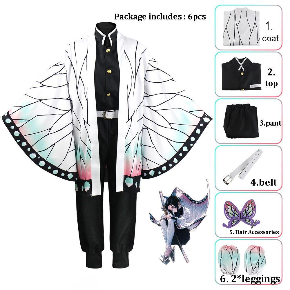 Unisex Demon Slayer Anime Cosplay Cartoon Kimetsu No Yaiba Kochou Shinobu Cosplay Kostüm für Erwachsene Männer und Frauen 160cm