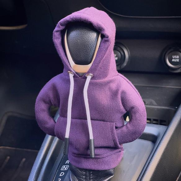 Auto-Schaltknauf-Hoodie-Abdeckung, süßes Sweatshirt, Schaltknauf-Abdeckung, Schaltknauf-Griff-Dekoration, passend für manuelle automatische Universal-Autoschaltung violett