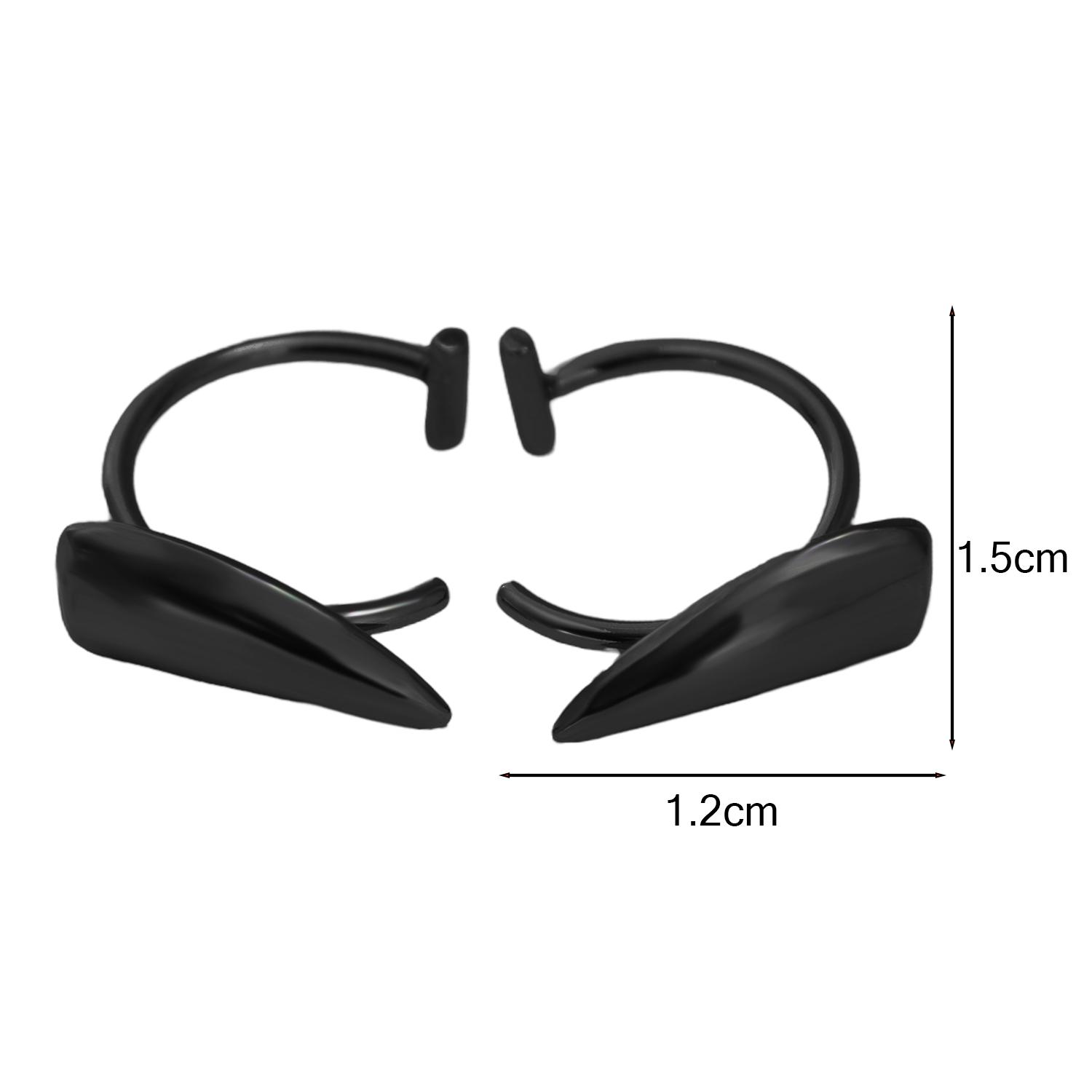 1 Paar Edelstahl Personalisierte Scharfe Zähne Fake Piercing Lippenring Punk Übertrieben Schmuck für Frauen Gothic Körperschmuck schwarz