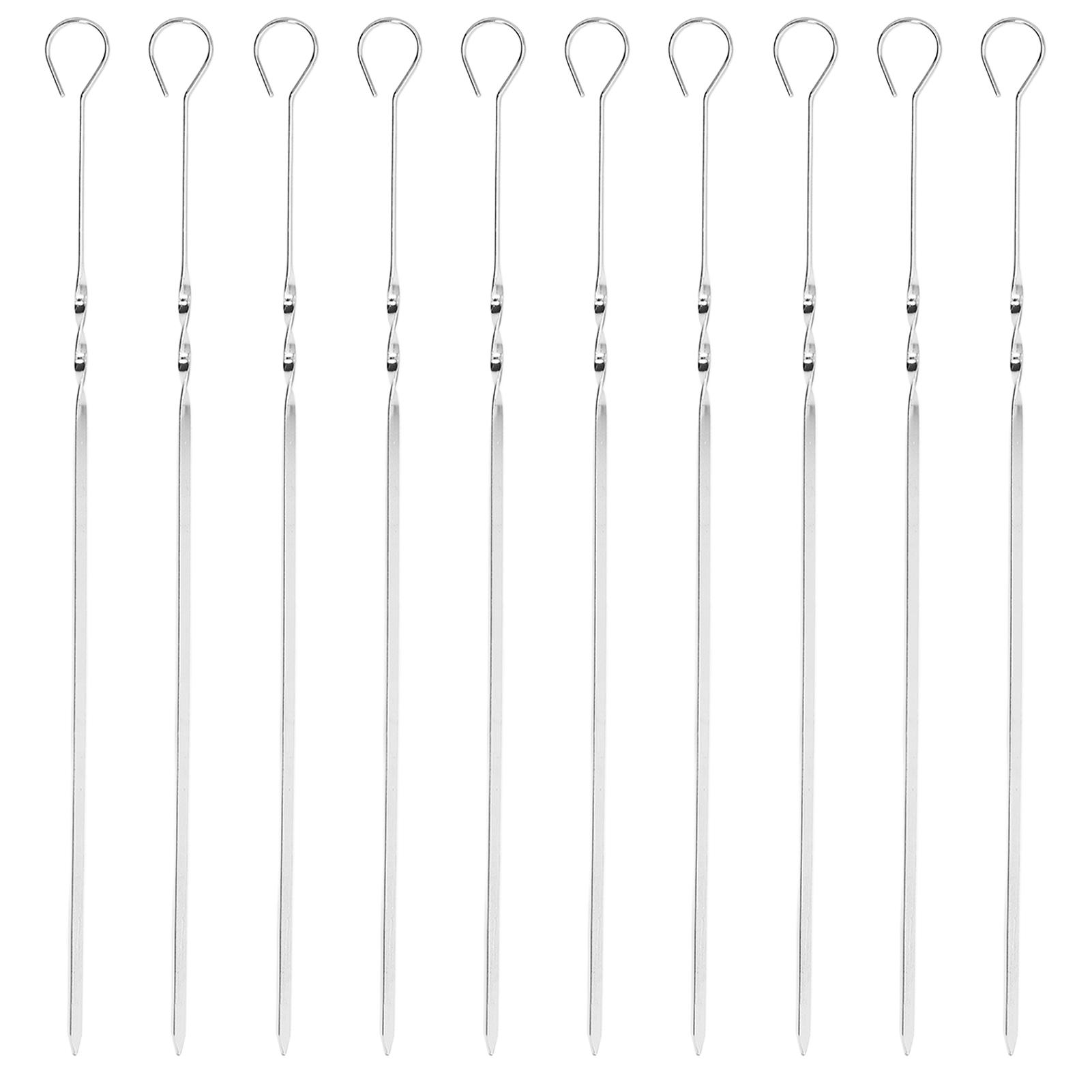 10 Stück Edelstahl Grillspieße Nadeln Grill Grill Flache Zeichen Nadel Spieße L(for 6.5-9kg)