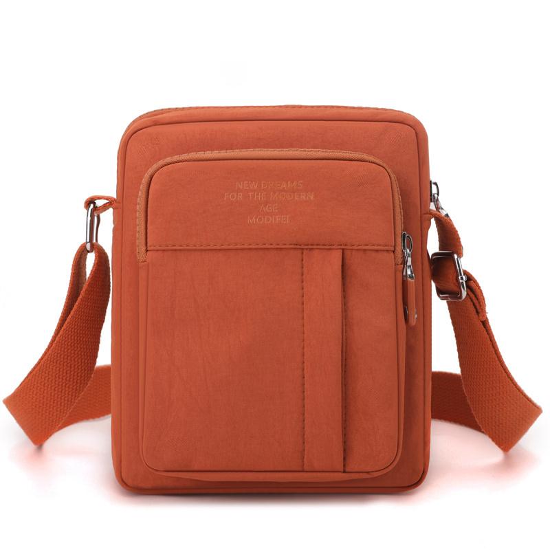 Handytasche Damen Mini Reise Umhängetasche Tägliche Mehrschichtige Reißverschlusstasche Lässige Outdoor Reise Nylontasche orange
