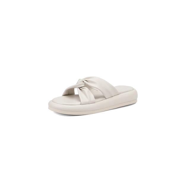 Frühling Herbst Leder Offene Spitze Außen Rutschen Frauen Sandalen Wohnungen Frauen Schuhe Mode Frauen Plattform Schuhe Moderne Hausschuhe 39 weiß