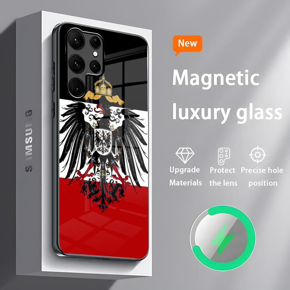 Deutsche Flagge Handyhülle S24 Ultra Hüllen Celulares Für Samsung S24 S23 S22 S21 S20 Plus Ultra Note20 Glas Magnetische Handyhülle Samsung S23 Ultra