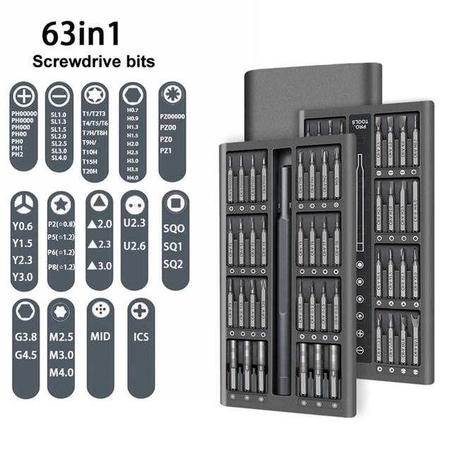 Magnetisches Schraubendreher-Set mit zerlegbaren Bits – Präzisions-DIY-Reparaturwerkzeuge für Telefone, Computer und kleine Elektronikgeräte 63 in 1 set